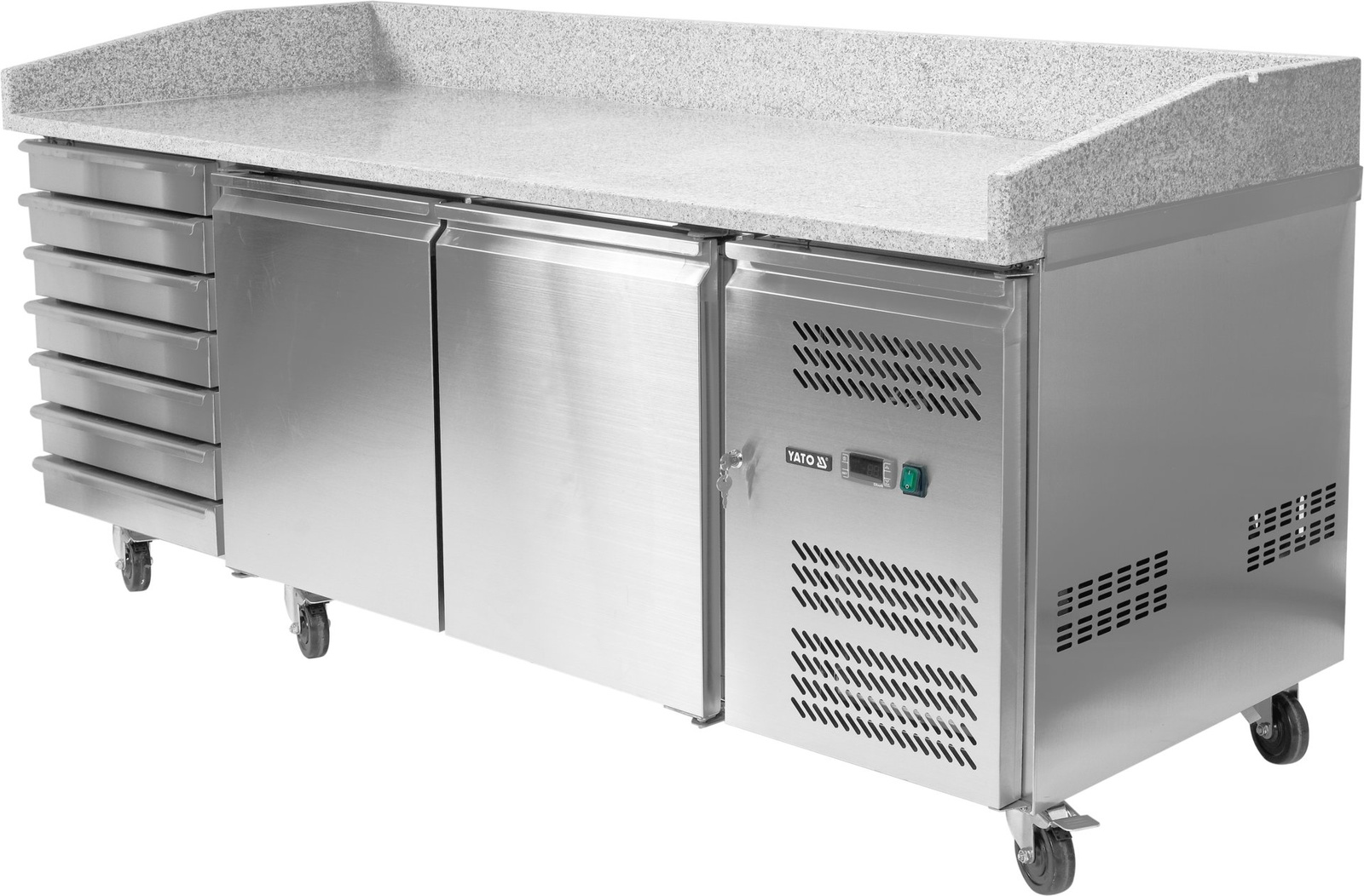 Masă frigorifică pentru pizza cu 2 uși și sertare | YATO YG-05310