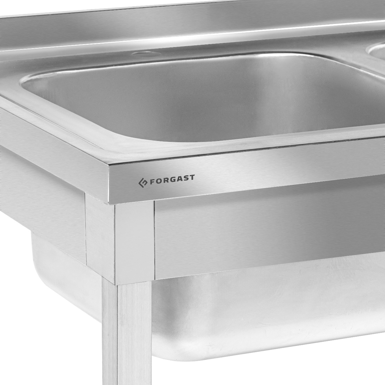 Masă din oțel inoxidabil cu chiuvetă cu 2 compartimente cu raft 120x60x85 cu șuruburi | FORGAST FG15340