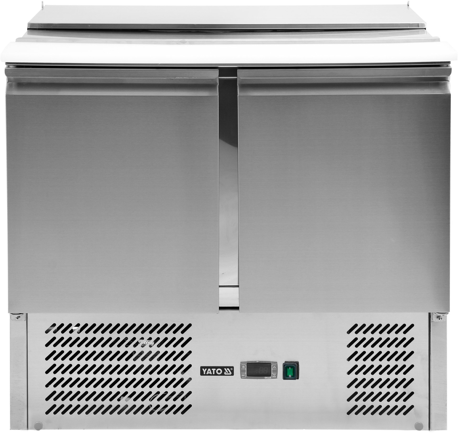 Salatieră frigorifică cu 2 uși, cu capac din oțel inoxidabil | YATO YG-05262