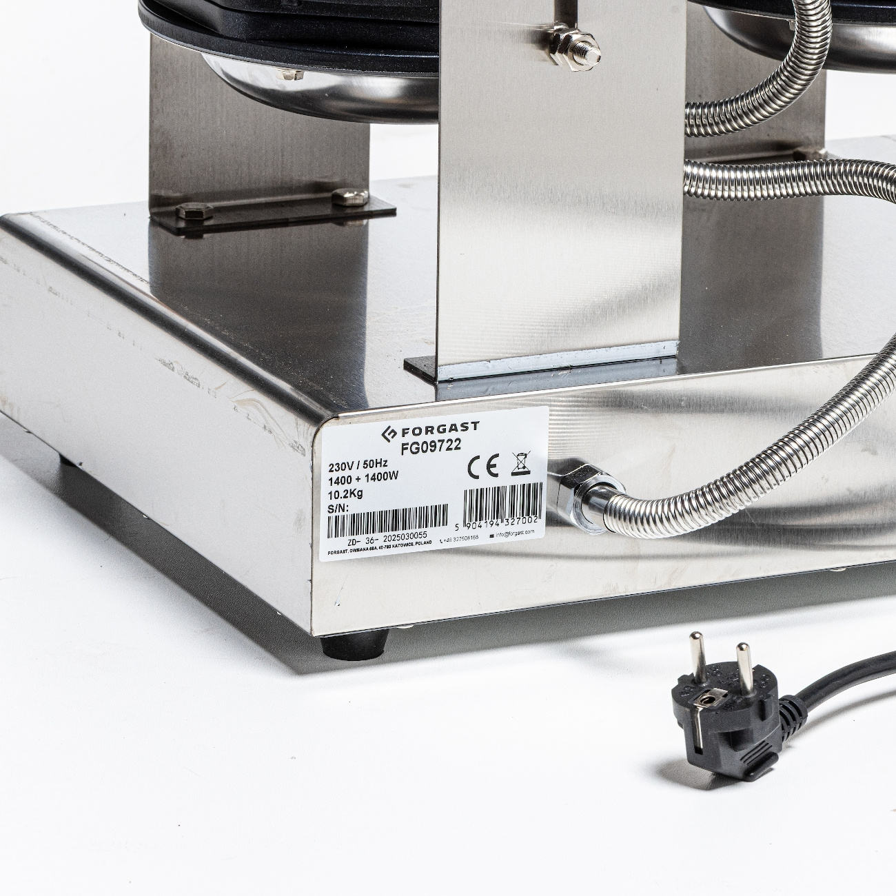 Aparat electric dublu pentru vafe 2 vafe, 2.8 kW, 230 V | FORGAST FG09722