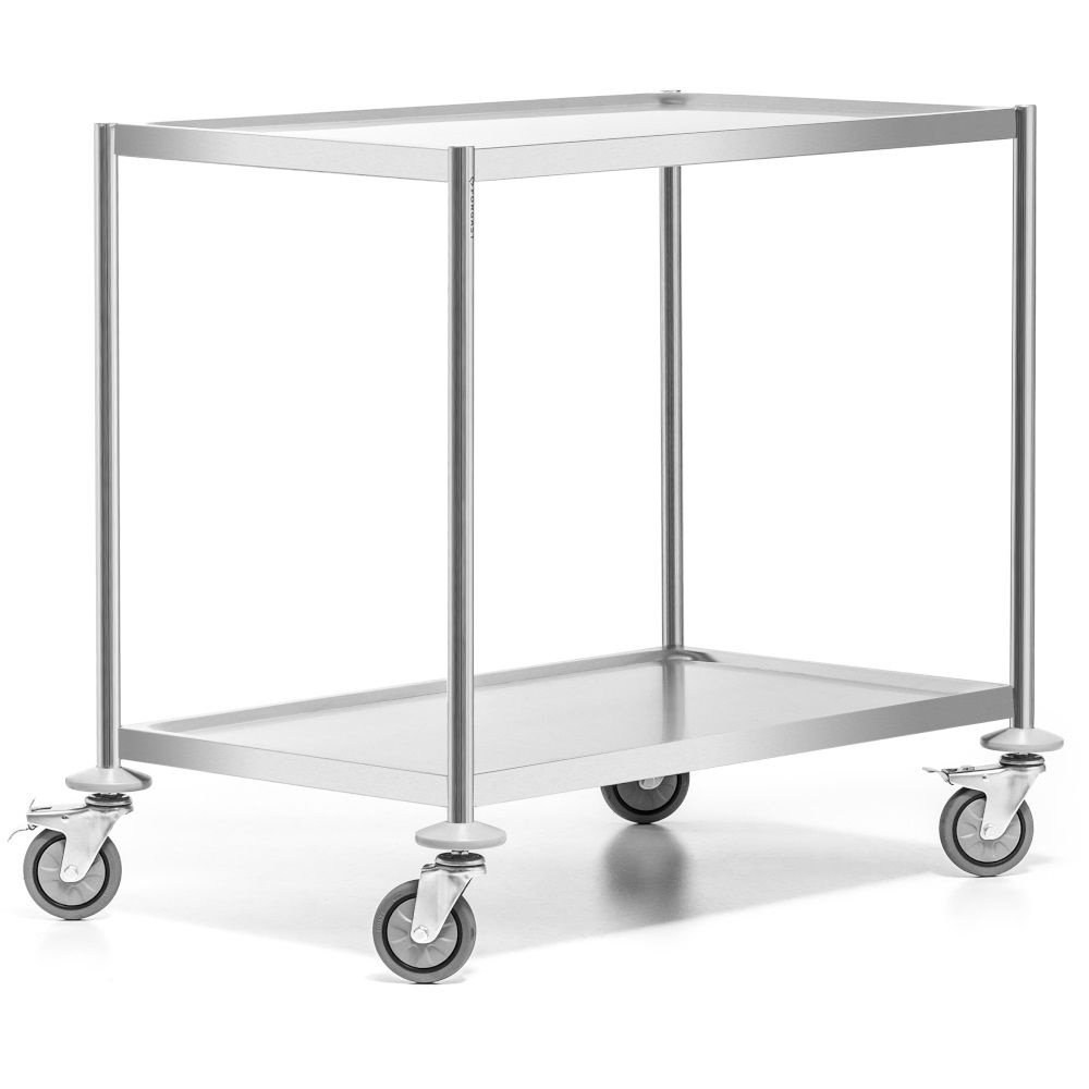 Carucior de servire din inox cu 2 rafturi plate, fără mânere | FORGAST FG01012
