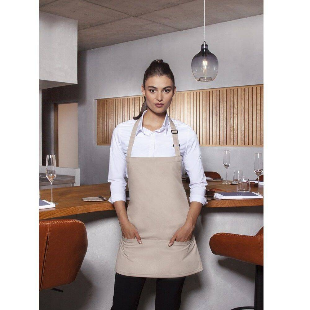 Șorț scurt Basic 75 x 60 cm cu buzunar și cataramă nisip | KARLOWSKY BLS 6-19-Stck