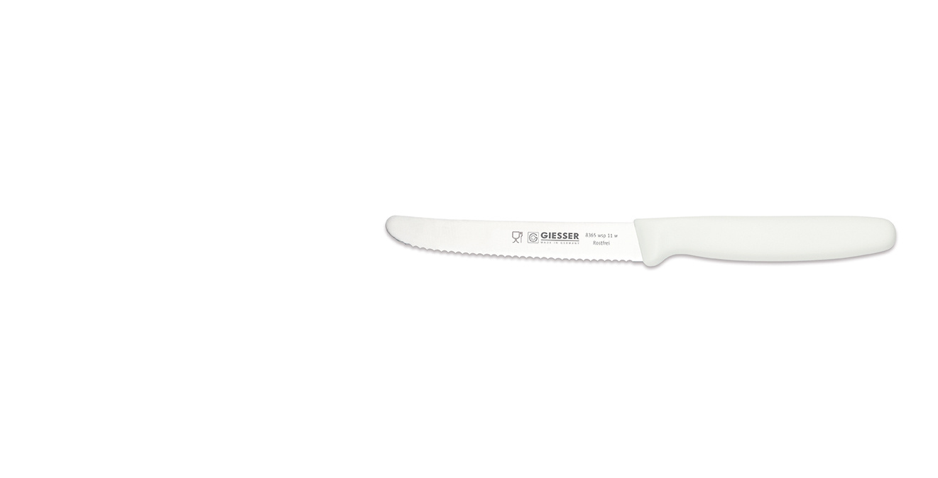 Cuțit universal cu margine ondulată - 11 cm, alb | GIESSER MESSER 8365 wsp 11 w