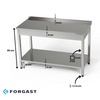 Masă de lucru din oțel inoxidabil cu raft 160x60x85 cm | FORGAST