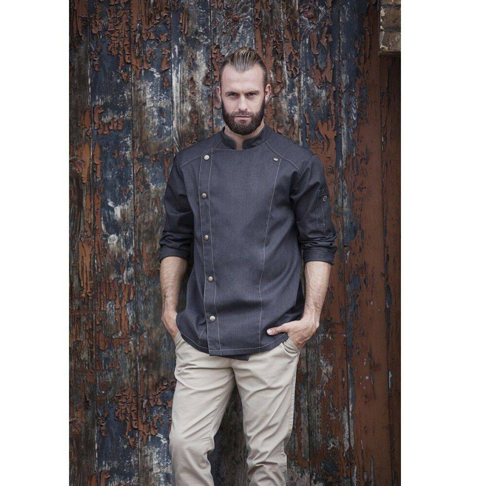 Hanorac bucătar pentru bărbați Jeans-Style negru vintage | KARLOWSKY JM 24-16