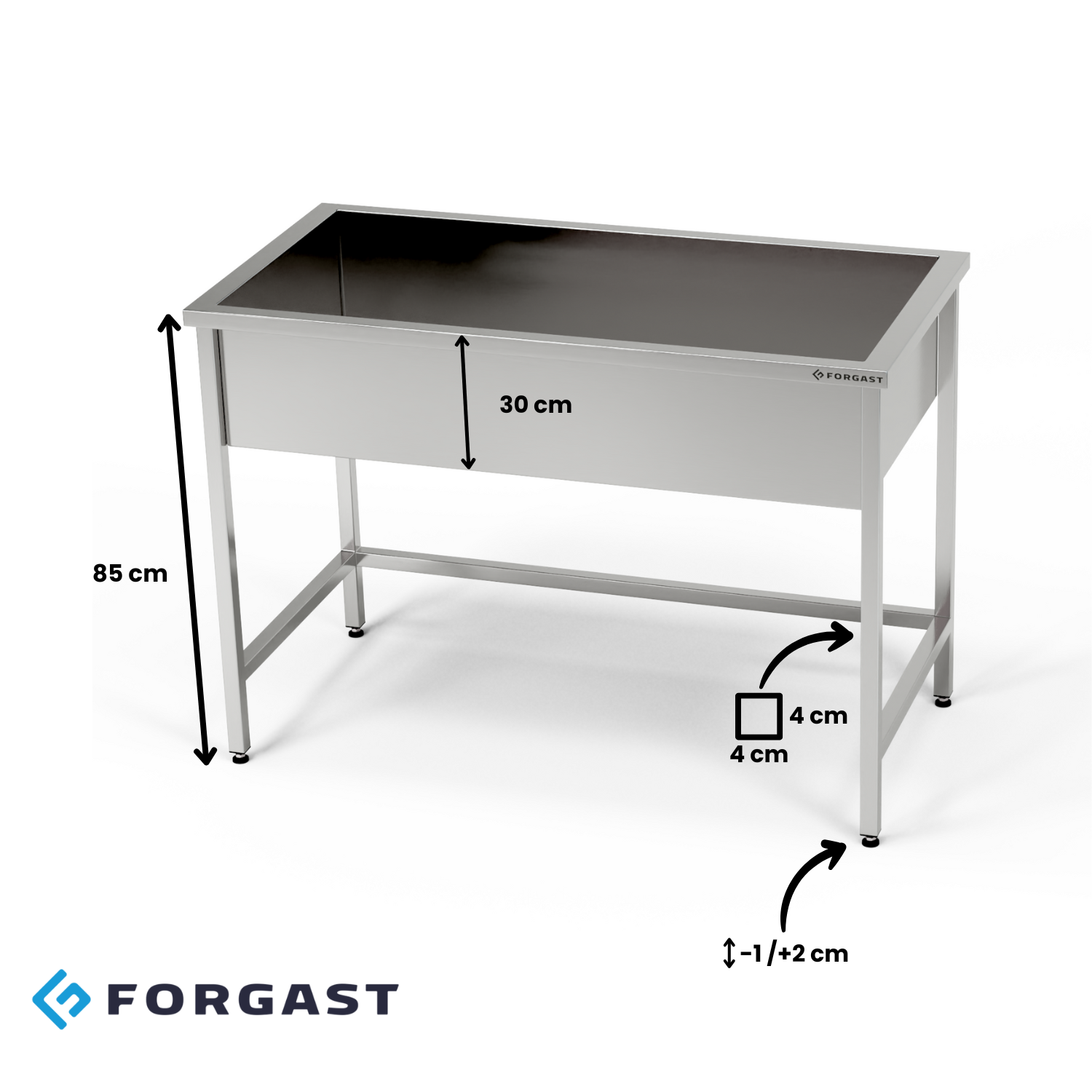 Bazin de înot cu 1 cameră din oțel inoxidabil (adâncime. 30 cm) 100x70x85 cm | FORGAST