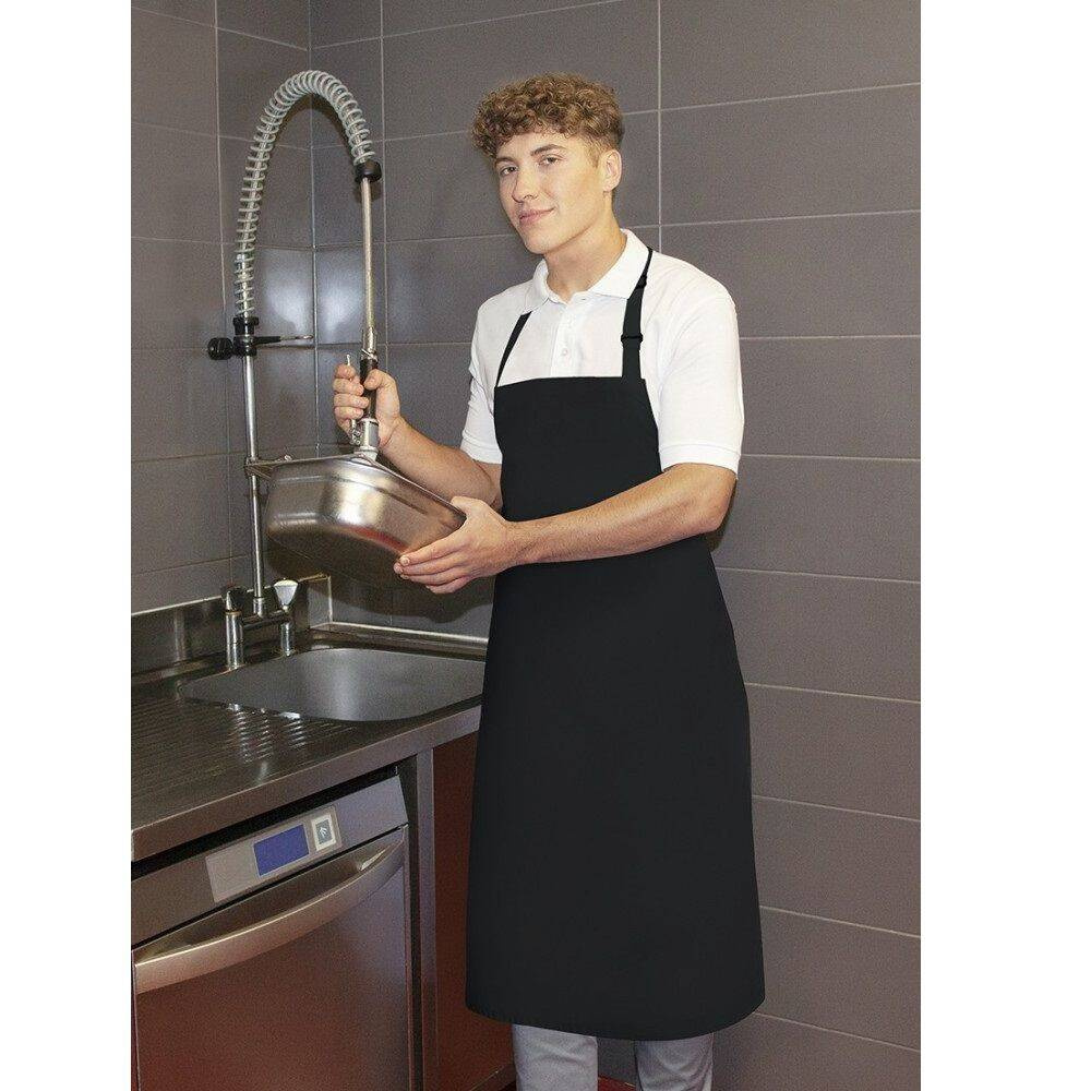 Șorț de bază impermeabil pe bretele cu cataramă 72 x 86 cm negru | KARLOWSKY BLS 7-1-Stck