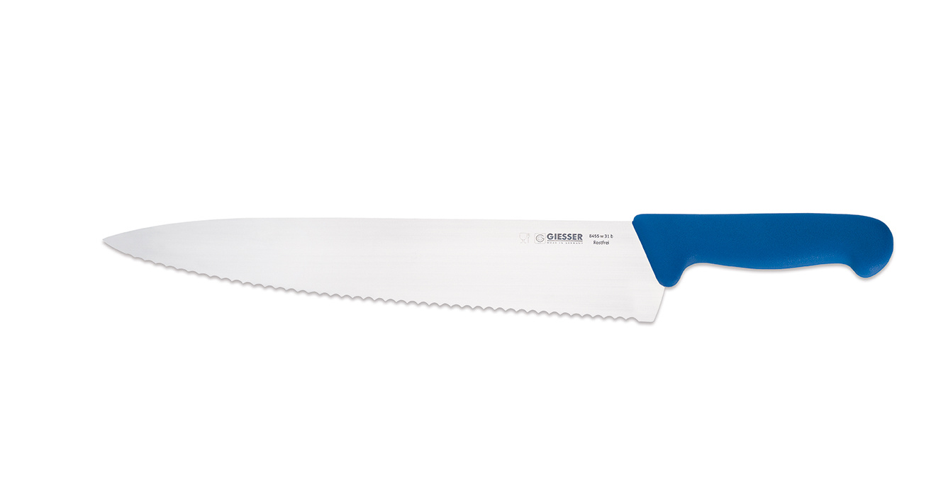 Cuțit de bucătar cu lamă ondulată - 31 cm, albastru | GIESSER MESSER 8455 w 31 b