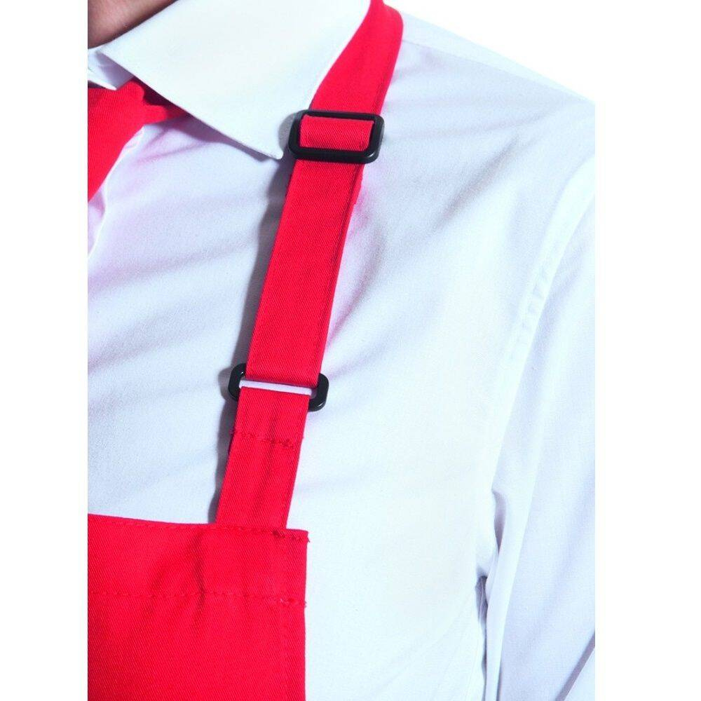 Șorț de bucătar Basic 75 x 90 cm cu buzunar și cataramă roșu | KARLOWSKY BLS 5-8-Stck