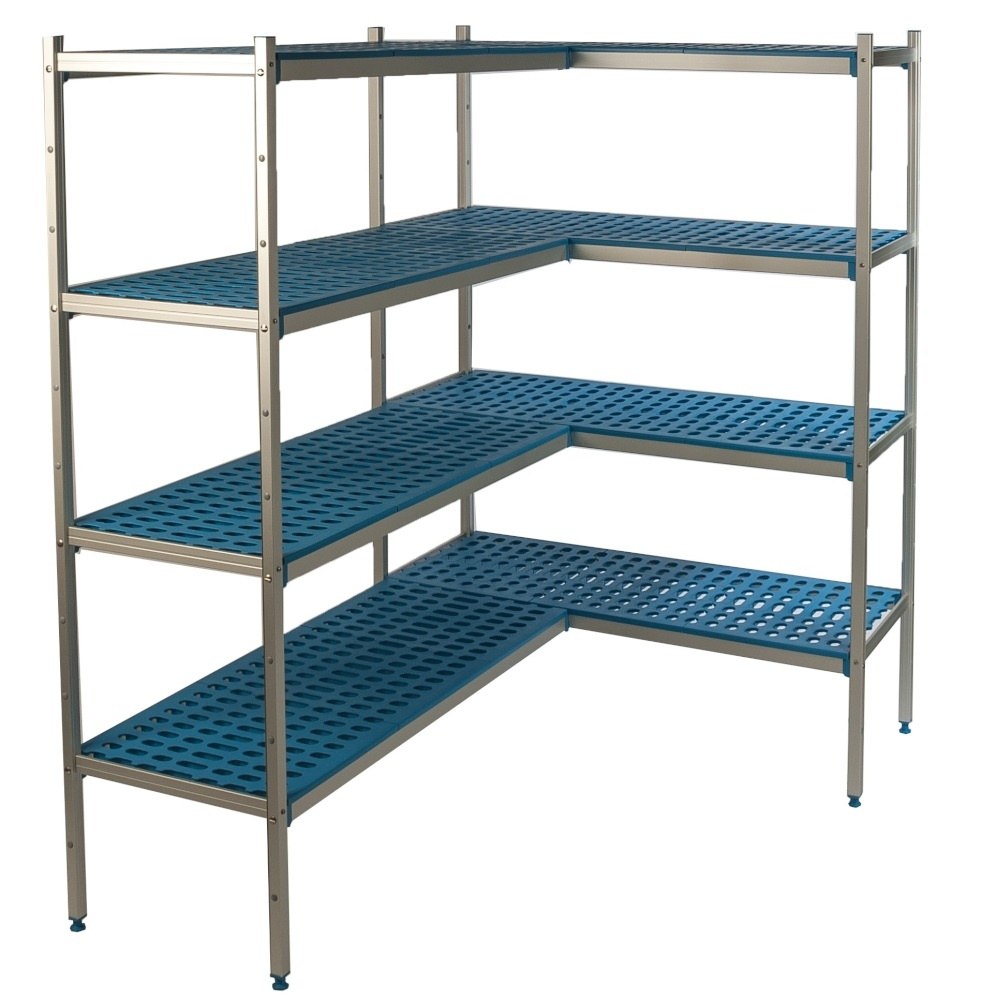 Unitate de colț cu 4 rafturi adânci. 40 cm 1PD-44+4P-64+8UM | ALUSHELF 40316