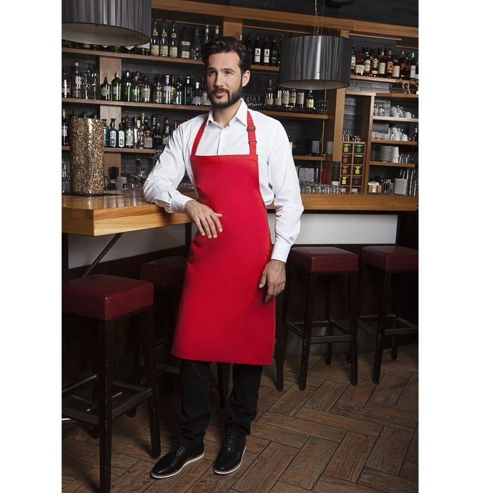 Șorț de bucătar de bază 75 x 90 cm cu cataramă roșu | KARLOWSKY BLS 4-8-Stck