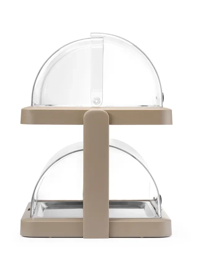 Vitrină frigorifică dublă cu roll-top Duo UNIQ proiectată de Robert Bronwasser, bej, 48x35,5x48 cm | HENDI 871959