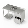 Masă inox cu chiuvetă cu 1 vas și bloc cu 2 sertare 210x60x85 cm | FORGAST