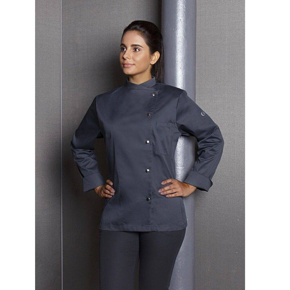 Bluză de bucătar Larissa antracit | KARLOWSKY JF 3-5