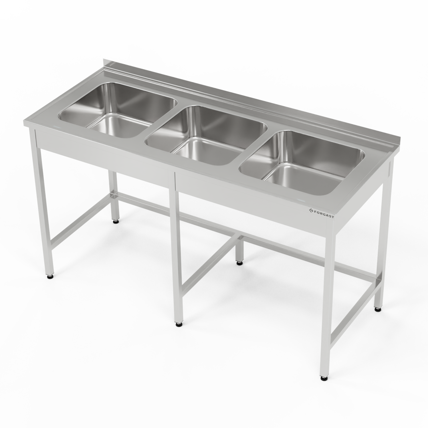 Masă inox cu chiuvetă cu 3 compartimente 160x70x85 cm | FORGAST