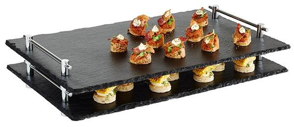 Placă HOCHSTAPLER, din ardezie, cu mânere, GN 1/1, 53x32.5x6 cm | APS 966