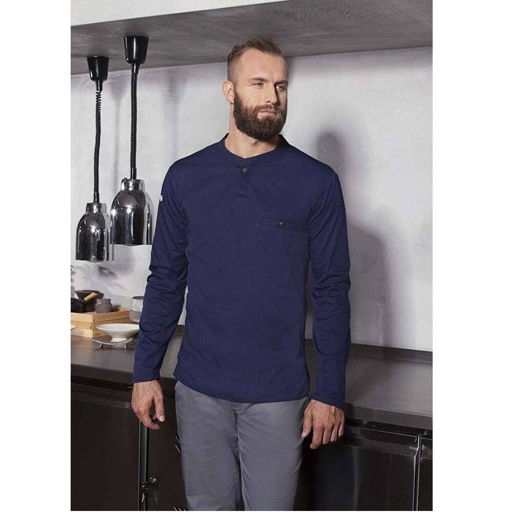 Cămașă de bucătar cu mânecă lungă performantă navy | KARLOWSKY TM 6-10