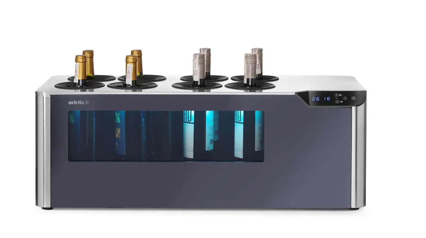 Răcitor de vinuri CELLAR pentru 8 sticle, reglabil, cu două zone | ARKTIC 237380