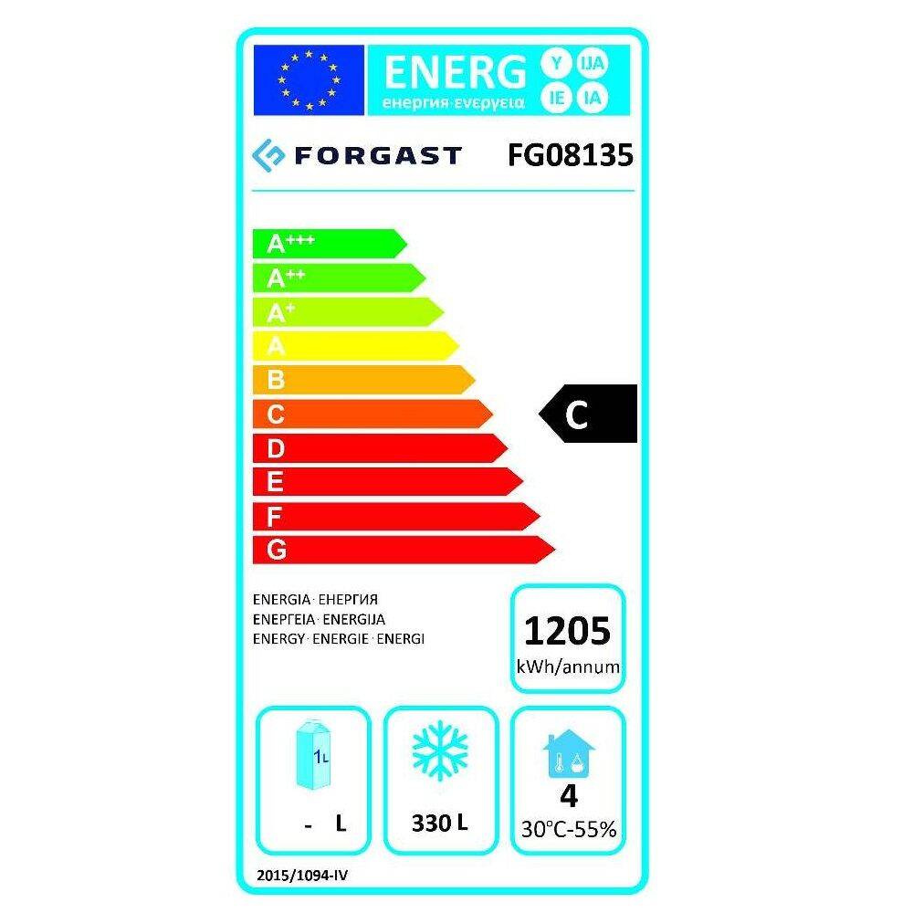 Dulap congelator cu 1 ușă, 360 l, din oțel inoxidabil | FORGAST FG08135