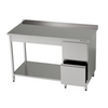 Masă de lucru din oțel inoxidabil cu bloc de sertare și raft inferior 140x60x85 cm | FORGAST