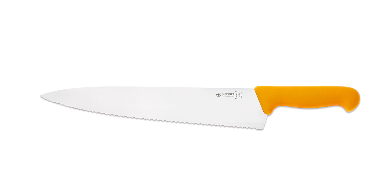 Cuțit de bucătar cu margine ondulată - 31 cm, galben | GIESSER MESSER 8455 w 31 g