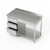 Masă de lucru din oțel inoxidabil cu bloc de sertare și raft 100x60x85 cm | FORGAST
