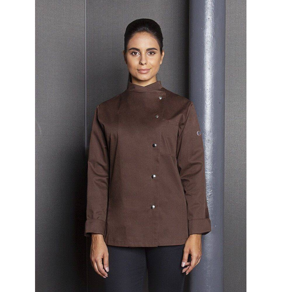 Bluză de bucătar Larissa maro deschis | KARLOWSKY JF 3-28