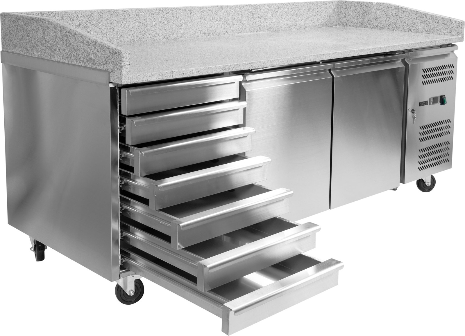 Masă frigorifică pentru pizza cu 2 uși și sertare | YATO YG-05310