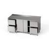 Masă de lucru din oțel inoxidabil cu dulap și 2 blocuri de 2 sertare 270x60x85 cm | FORGAST