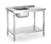 Masă cu chiuvetă cu 1 compartiment și raft, 80x60x85 cm | HENDI 817001