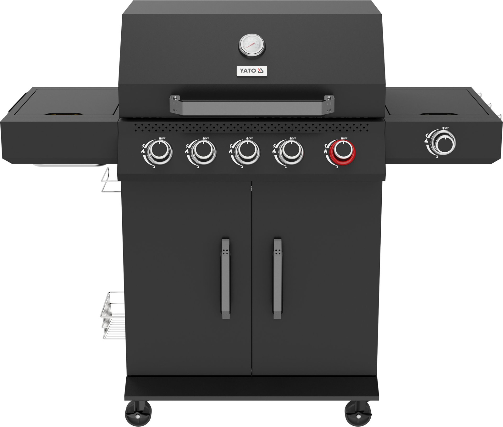 Grătar pe gaz 5+1 19kW negru | YATO YG-20031