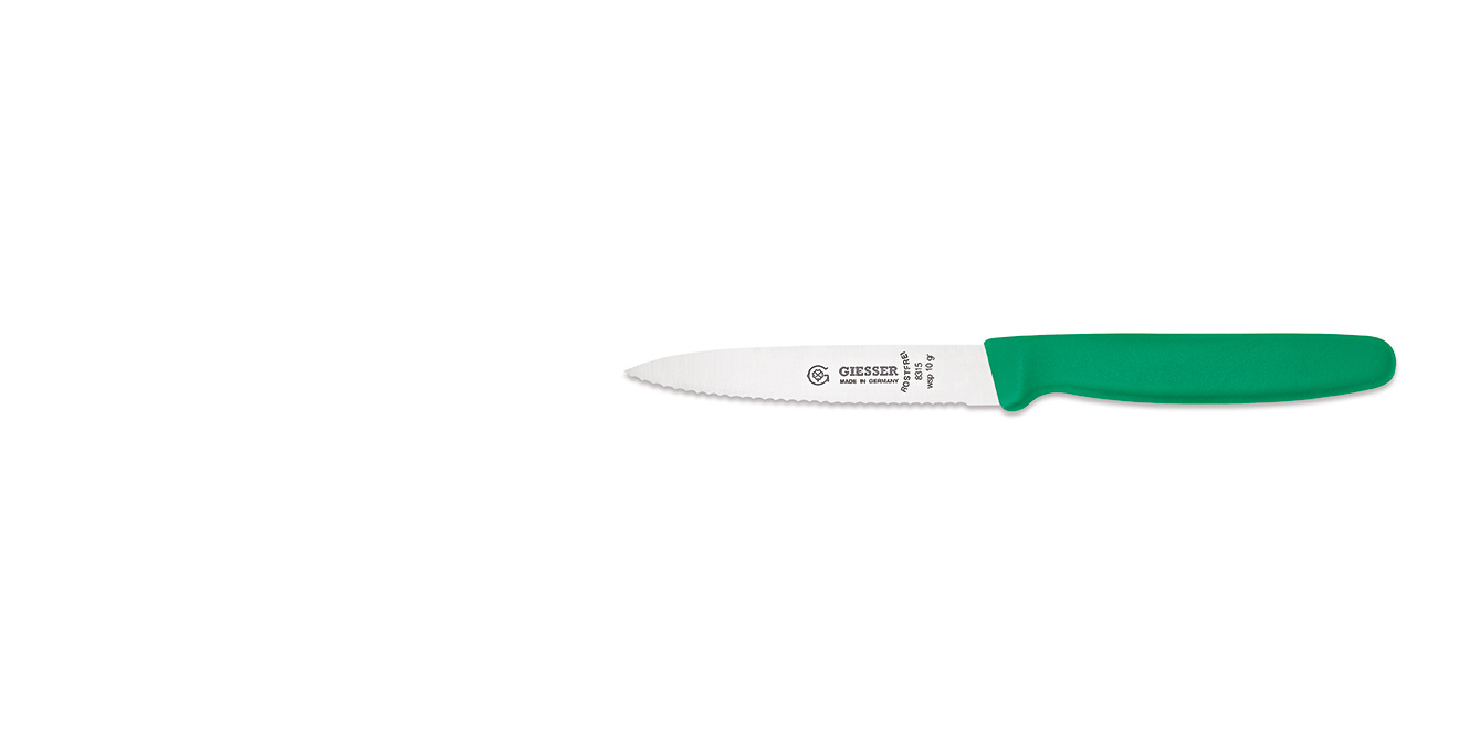 Cuțit pentru decojit cu lamă ondulată - 10 cm, verde | GIESSER MESSER 8315 wsp 10 gr