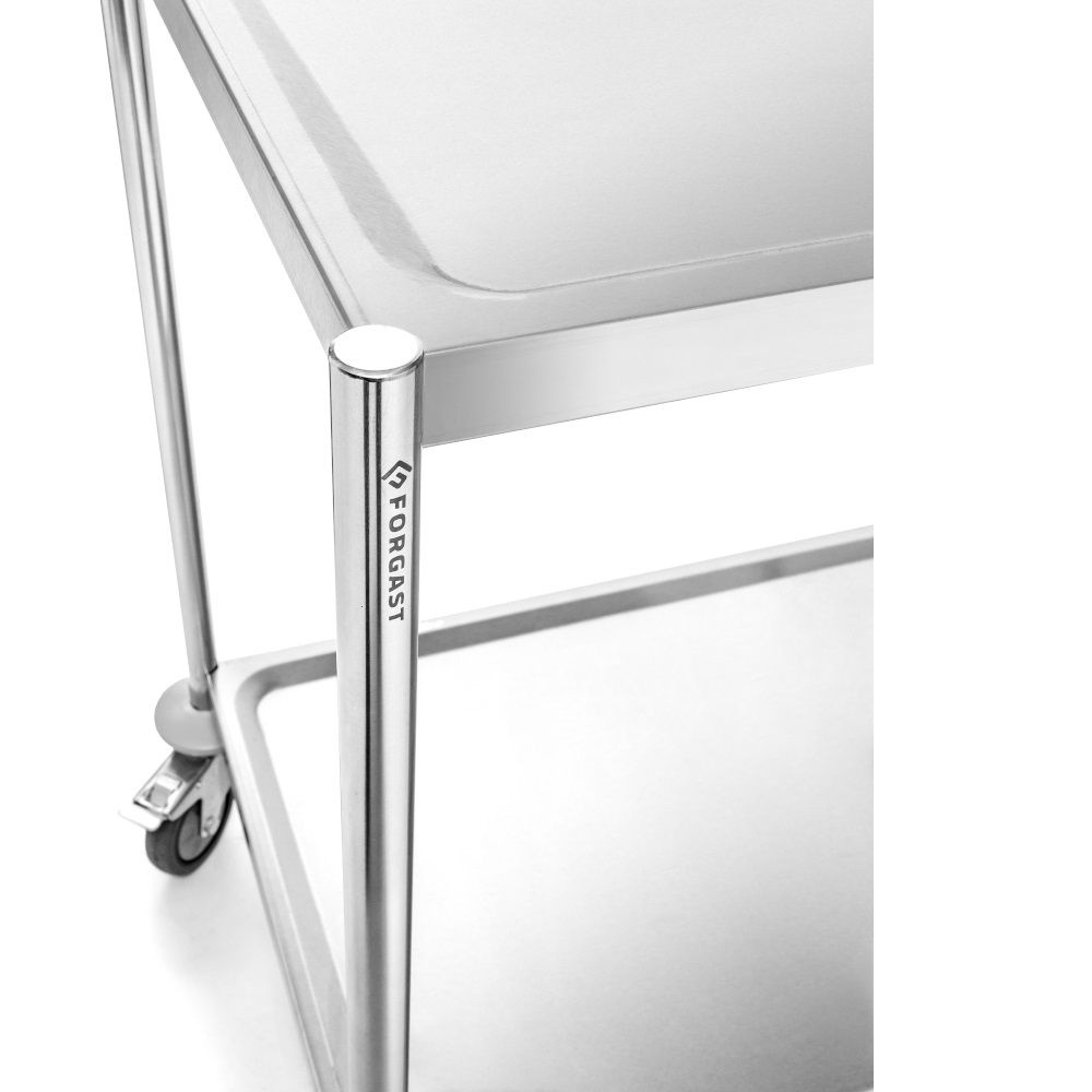 Carucior de servire din inox cu 2 rafturi plate, fără mânere | FORGAST FG01012