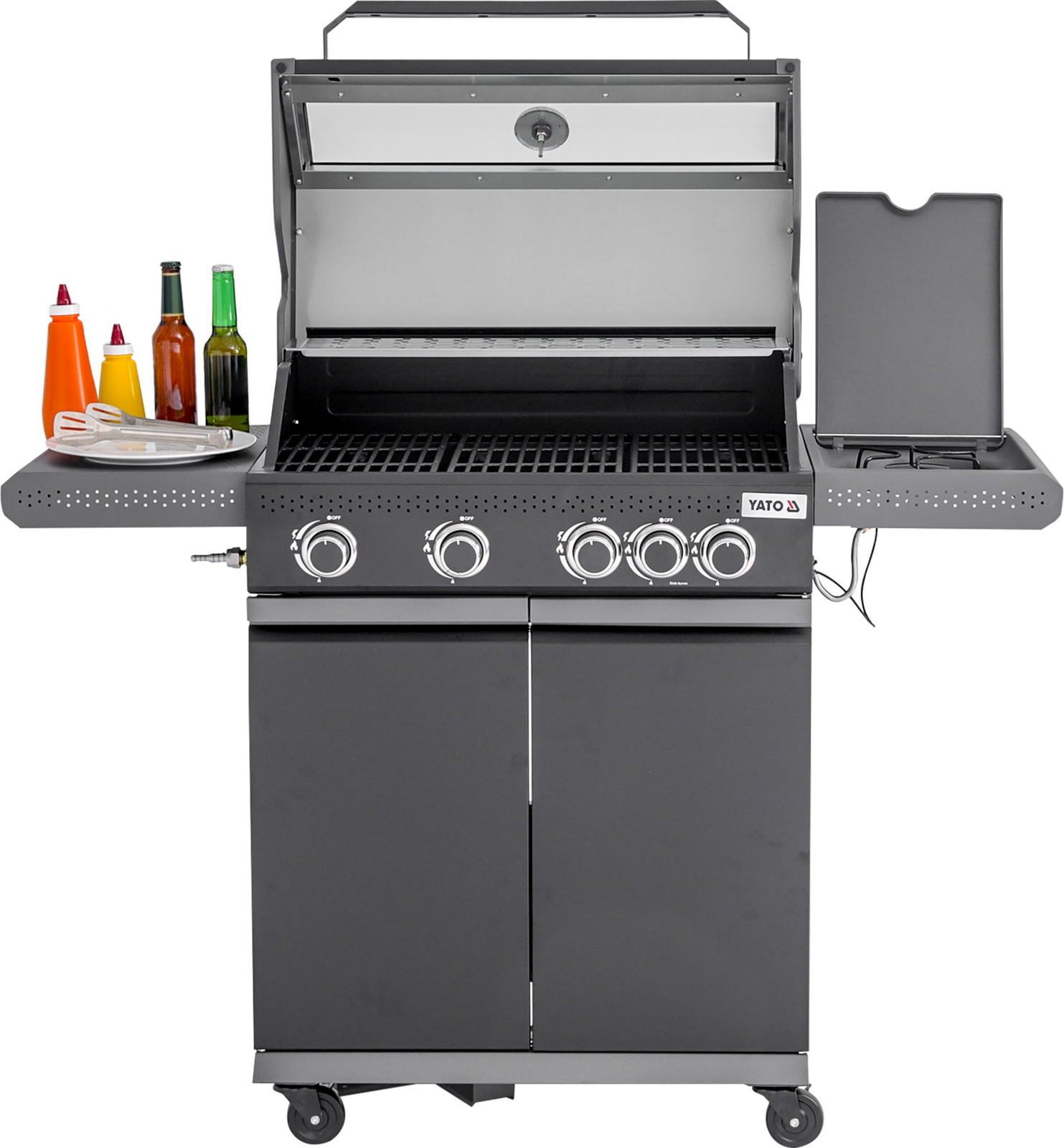 Okaya grătar pe gaz cu sticlă, 5 arzătoare (4+1) | YATO YG-20010