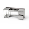 Masă inox cu chiuvetă cu 2 căzi și bloc cu 2 sertare 280x70x85 cm | FORGAST