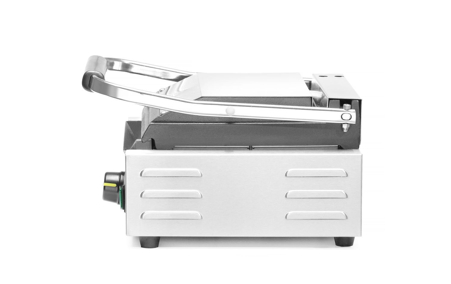 Grătar de contact simplu, neted-striat, placă 22x23 cm, 1,8 kW, 230 V | HENDI 263600