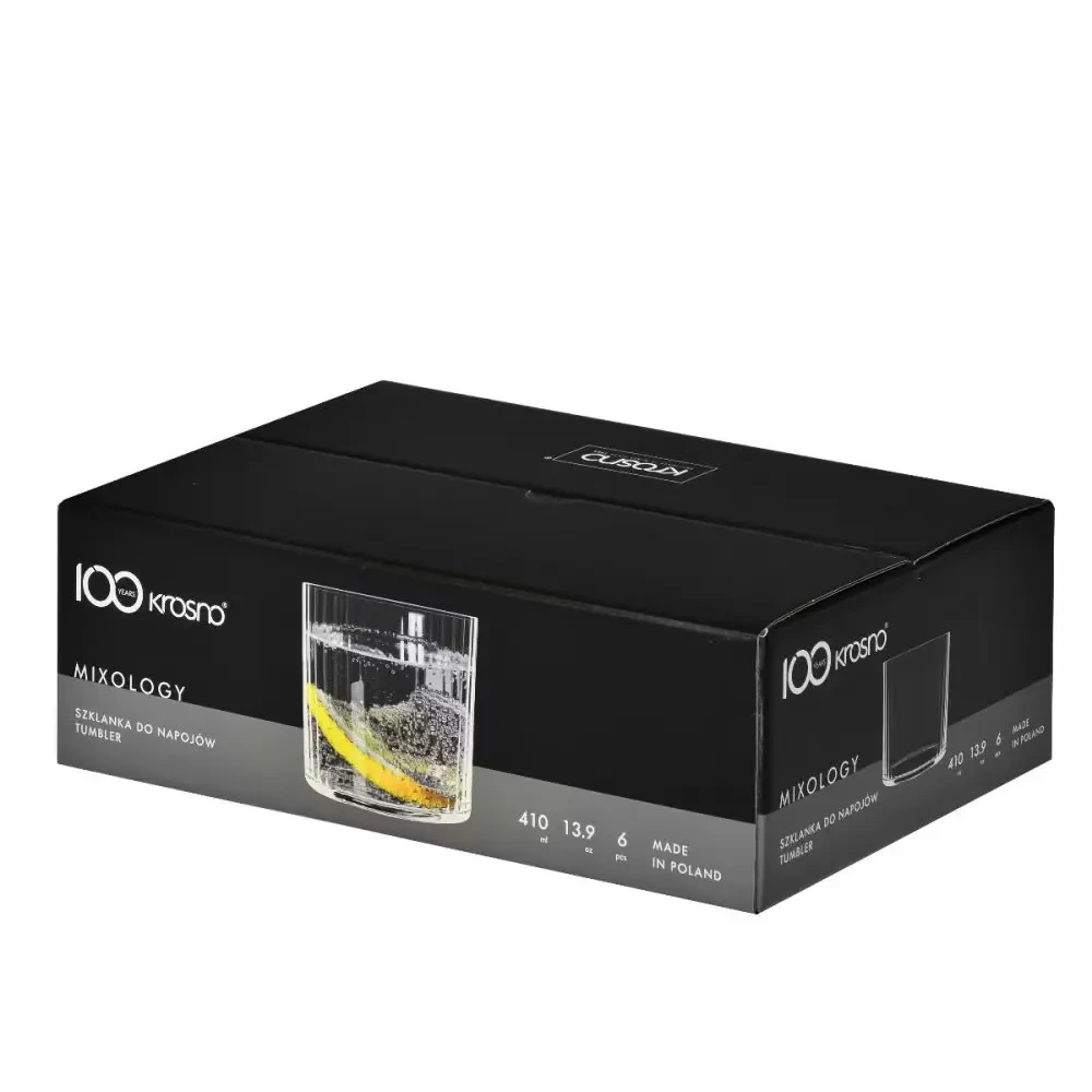 Pahare cu striații verticale Mixology 410 ml - set de 6 bucăți | KROSNO GLASS F68C366035011520