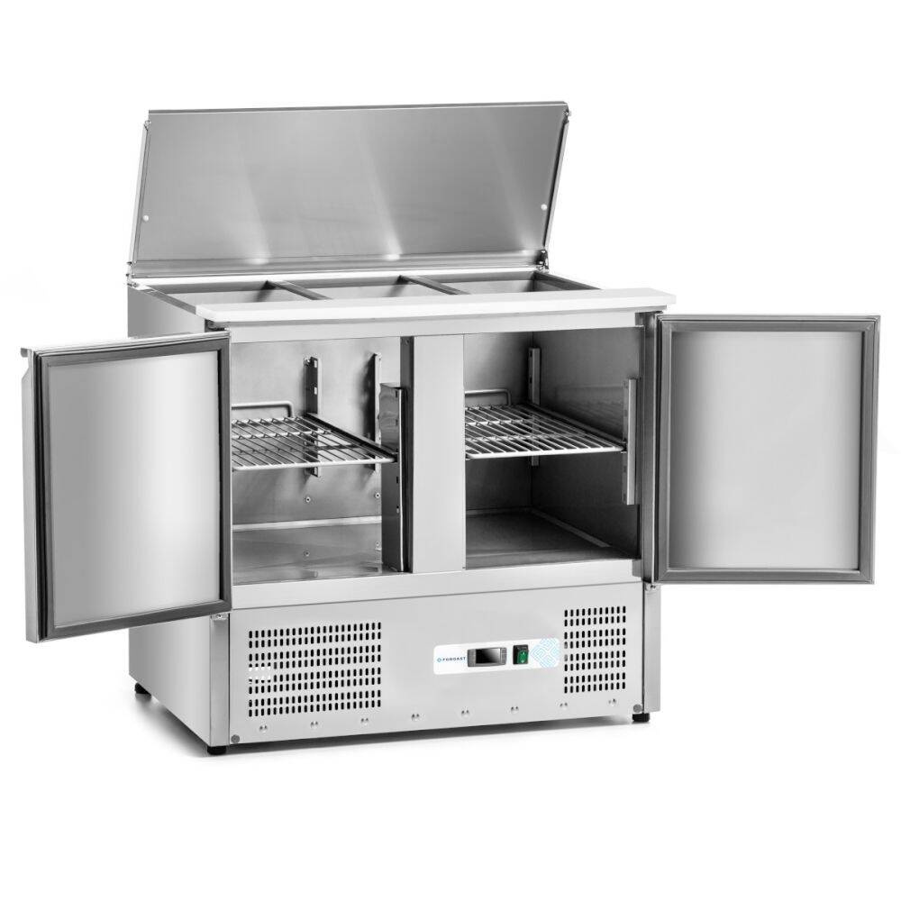 Salatieră frigorifică cu 2 uși 257 l, cu capac din oțel inoxidabil FORGAST FG07422