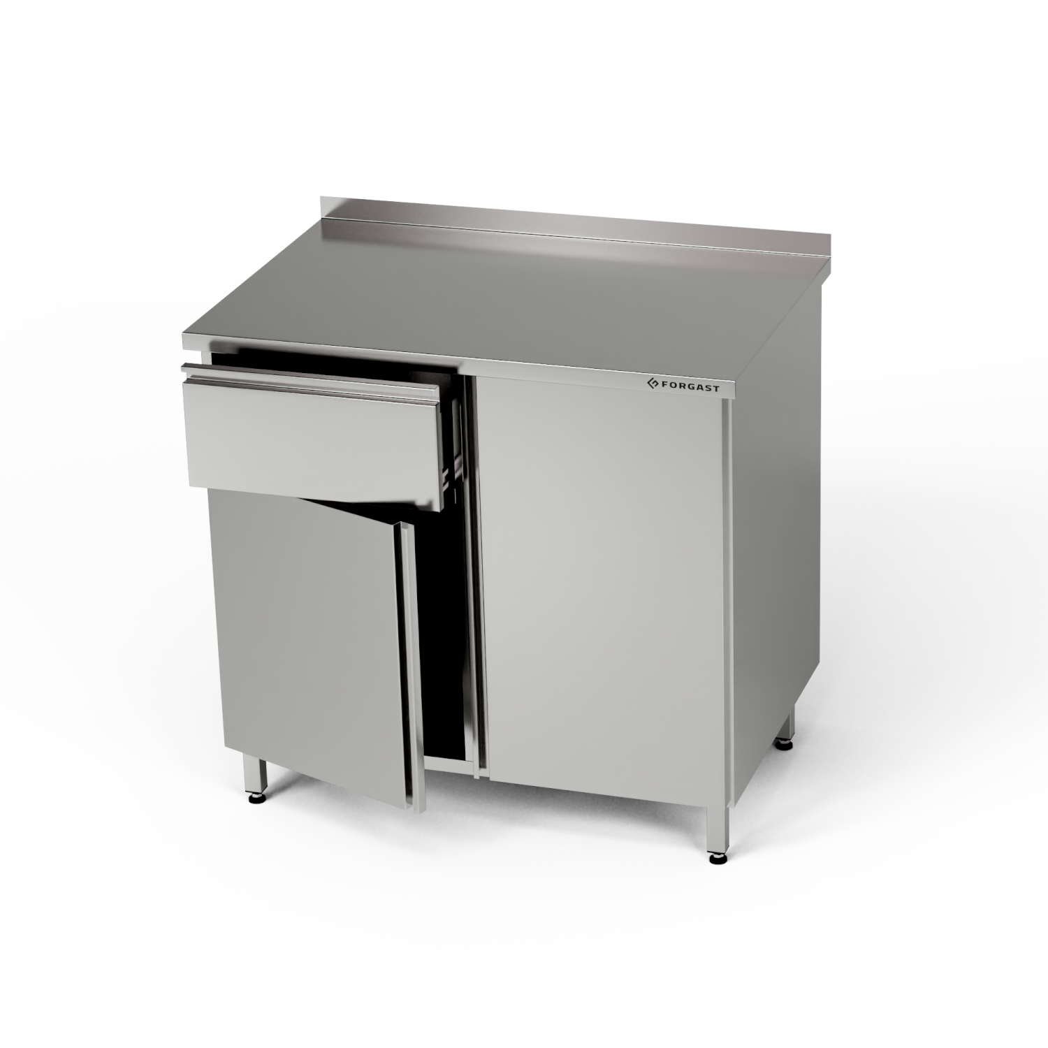 Masă de lucru din oțel inoxidabil cu dulap și sertar 80x60x85 cm | FORGAST