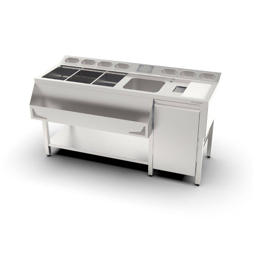 7x GN 1/9 stație bartending cu aspersor FORGAST FG15411