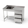 Masă inox cu chiuvetă cu 1 vas și bloc cu 3 sertare 230x70x85 cm | FORGAST