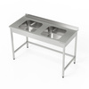 Masă inox cu chiuvetă cu 2 compartimente 150x60x85 cm | FORGAST