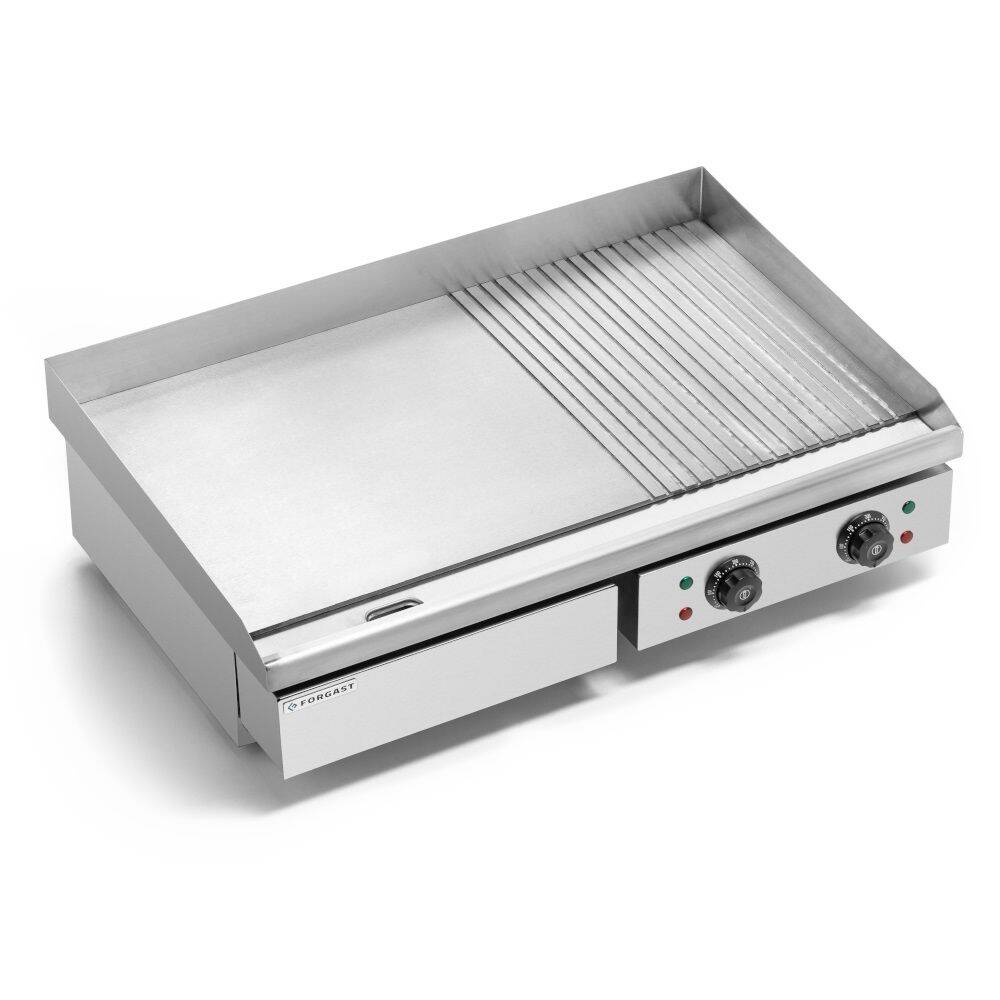 Plită electrică de grătar netedă-striată, 72.8x40 cm, 4.4 kW | FORGAST FG09104