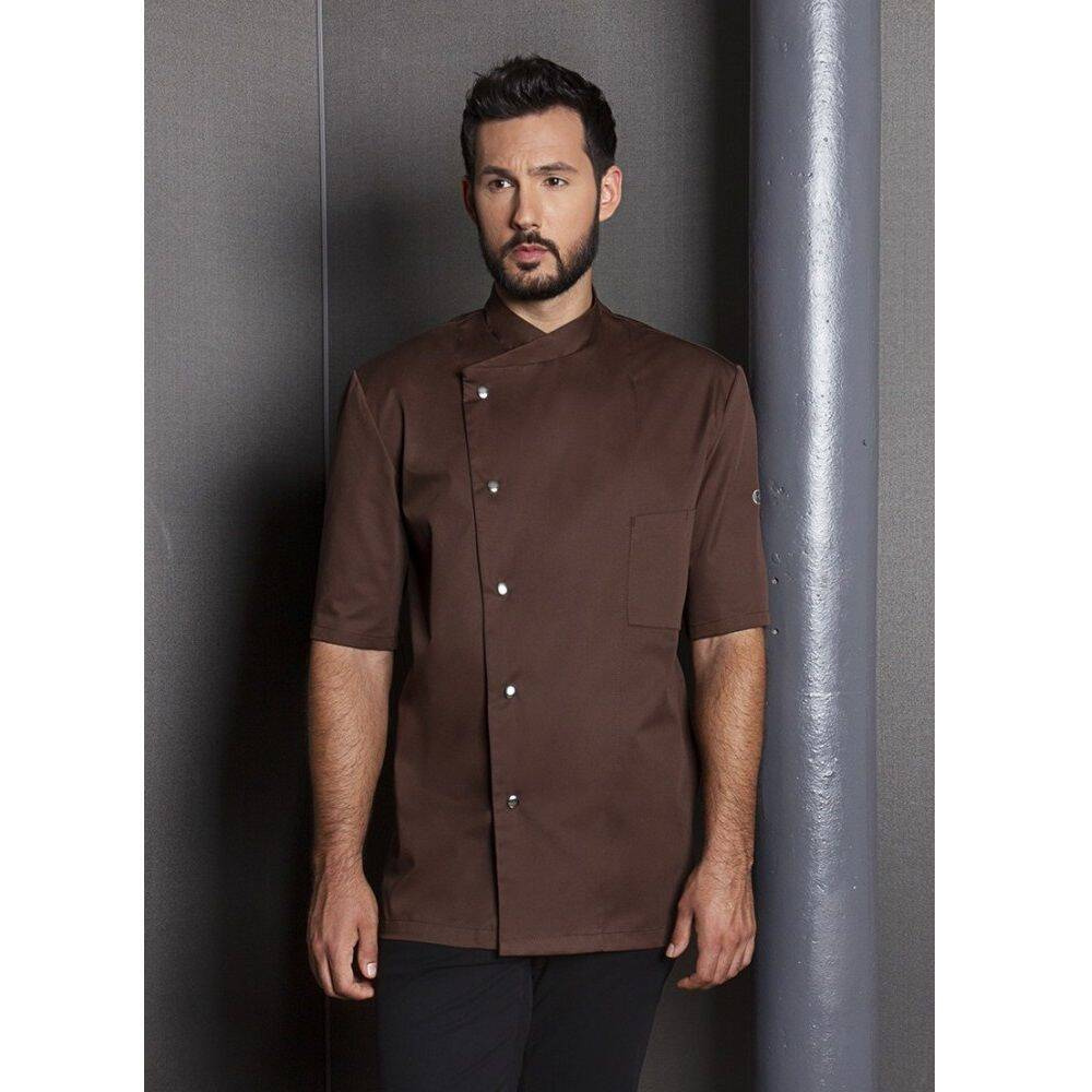 Bluza de bucătar pentru bărbați Gustav maro deschis | KARLOWSKY JM 15-28