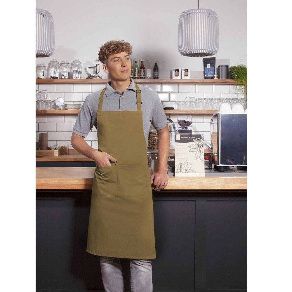 Șorț de bucătar Basic 75 x 90 cm cu buzunar și cataramă culoarea caramel | KARLOWSKY BLS 5-88-Stck