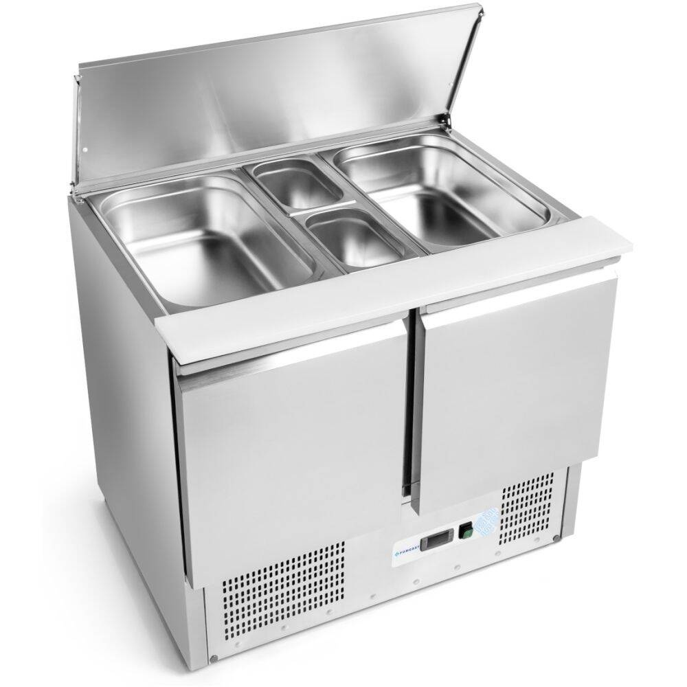 Salatieră frigorifică cu 2 uși 257 l, cu capac din oțel inoxidabil FORGAST FG07422