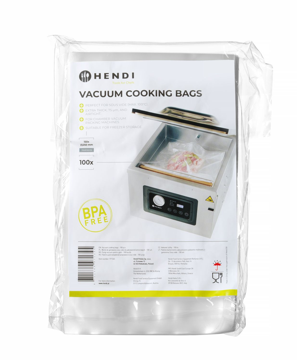 Pungi de gătit și ambalare în vid SOUS VIDE 15x25 cm | HENDI 971345