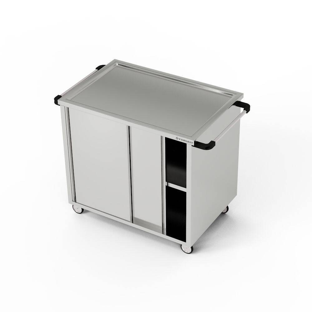 Cărucior de așteptare cu 3 rafturi și ușă glisantă 110x70x85 cm | FORGAST