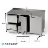 Masă de lucru din oțel inoxidabil cu dulap și bloc de sertare 170x60x85 cm | FORGAST