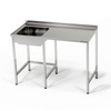 Masă inox cu chiuvetă cu 1 vas și spațiu pentru mașina de spălat vase 150x60x85 cm | FORGAST